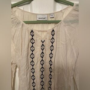 Avenue Cream Blouse with Black Embroidery